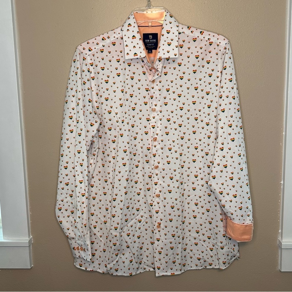 Tom Baine Performance Collection Rainbow Button Down Shirt XL